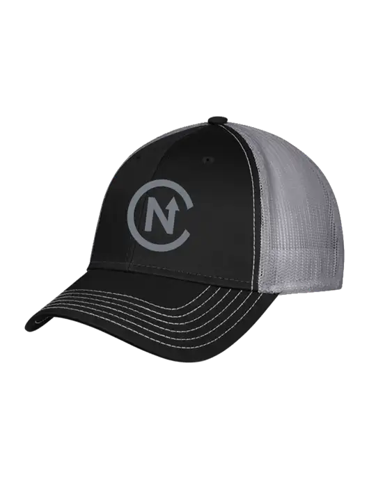 Black/Medium Dark Grey Mesh Trucker Cap Snap Back w/North Coast Icon Logo