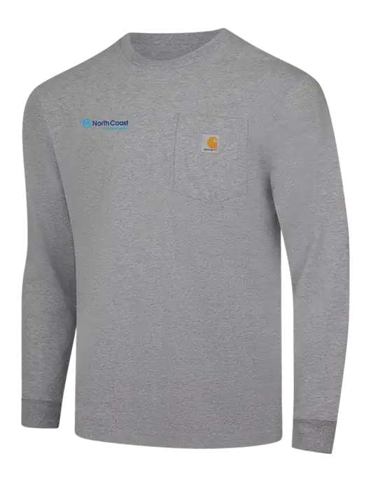 Carhartt Light Grey Heather Workwear Pocket Long Sleeve T-Shirt w/North Coast Logo