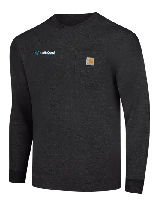 Carhartt Dark Grey Heather Workwear Pocket Long Sleeve T-Shirt w/North Coast Logo