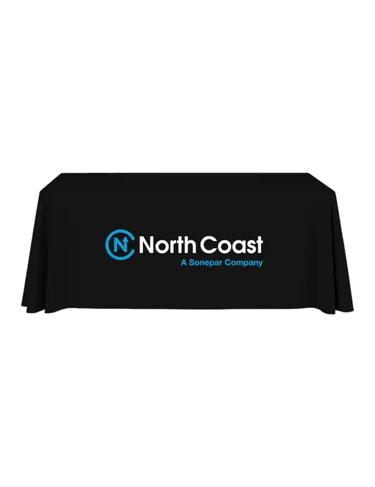 6' Stain-Resistant 4-Sided Black Table Cover w/North Coast Logo