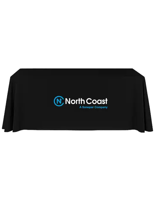 8' Stain-Resistant 4-Sided Black Table Cover w/North Coast Logo