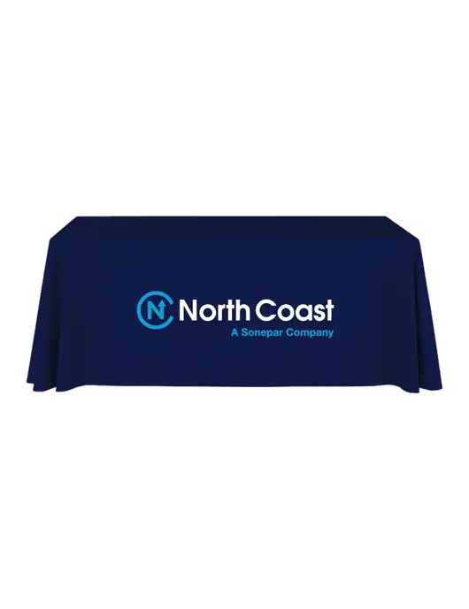 6' Stain-Resistant 4-Sided Dark Navy Table Cover w/North Coast Logo