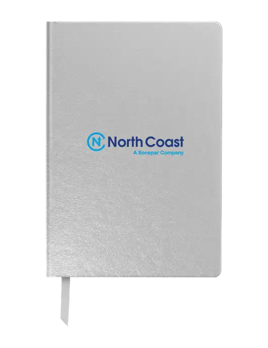 Achieve Silver Hardcover Journal, 5.5 x 8.37 w/North Coast Logo