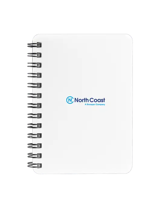 Sturdy White Hardcover Notebook, 5.25 x 7 w/North Coast Logo