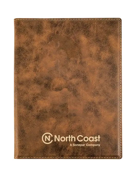 Rustic Leatherette 7 x 9 Portfolio with Notepad w/North Coast Logo