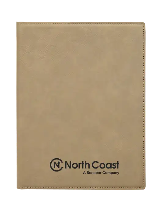 Tan Leatherette 7 x 9 Portfolio with Notepad w/North Coast Logo