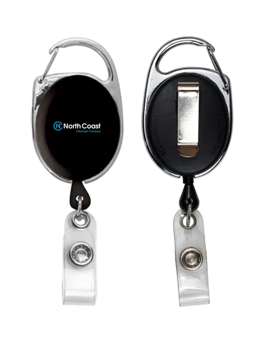 Black Carabiner Style Badge Reel and Badge Holder w/North Coast Logo