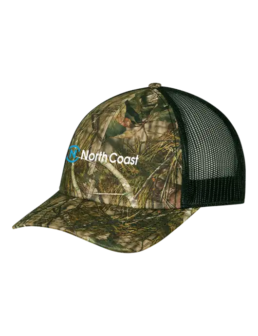 Mossy Oak Break Up Country/Black Mesh Trucker Cap w/Snap Back  w/North Coast Logo