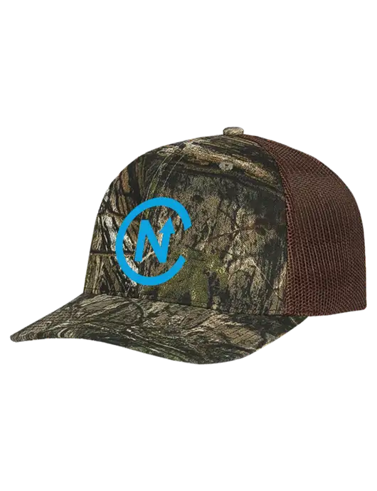 Mossy Oak Country DNA Camo/Brown Mesh Trucker Cap Snap Back w/North Coast Icon Logo