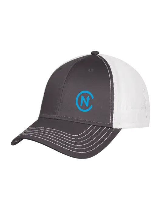 Dark Grey/White Mesh Trucker Cap Snap Back w/North Coast Icon Logo