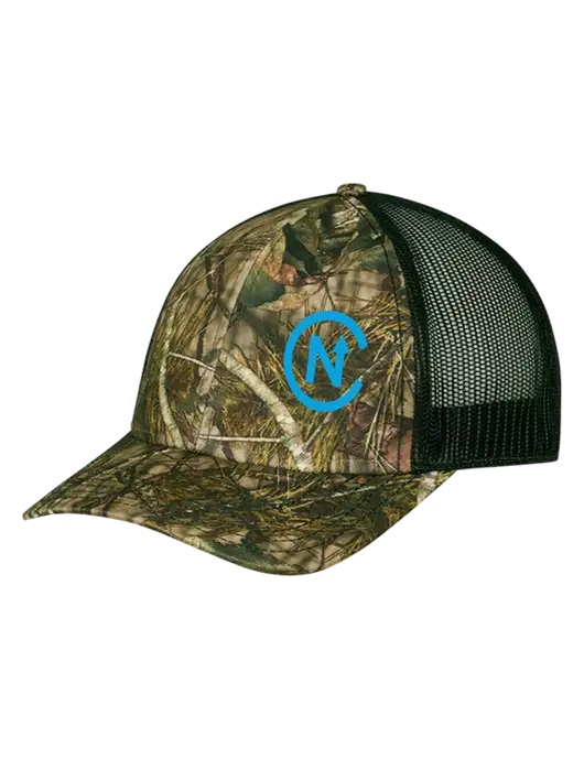 Mossy Oak Break Up Country/Black Mesh Trucker Cap w/Snap Back  w/North Coast Icon Logo