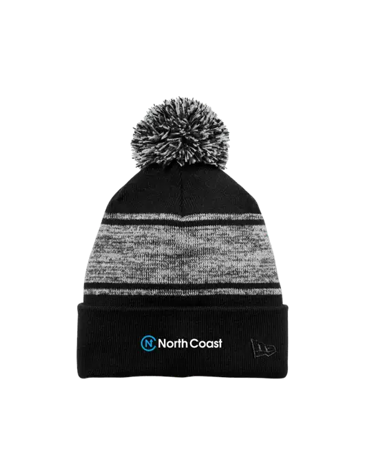 New Era Black/Charcoal Knit Chilled Pom Beanie w/North Coast Logo