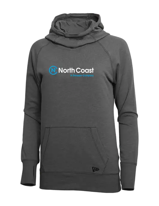 New Era Black Heather Womens Tri-Blend Fleece Pullover Hoodie w/North Coast Logo