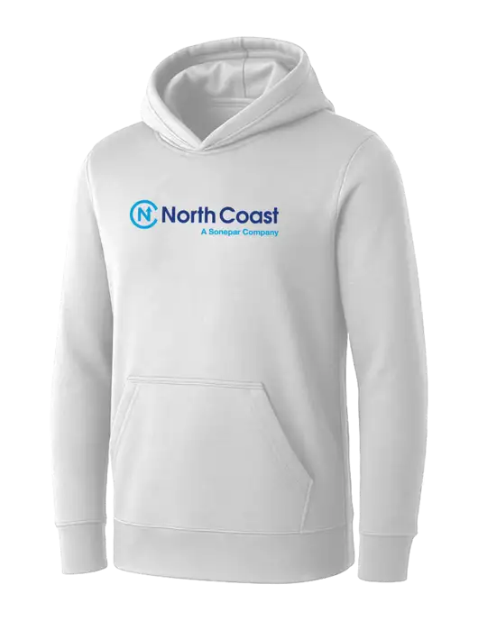Womens White Core Fleece Pullover Hooded Sweatshirt w/North Coast Logo