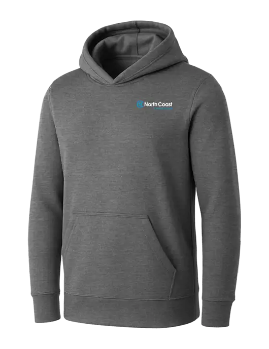 Womens Medium Grey Heather Core Fleece Pullover Hooded Sweatshirt w/North Coast Logo