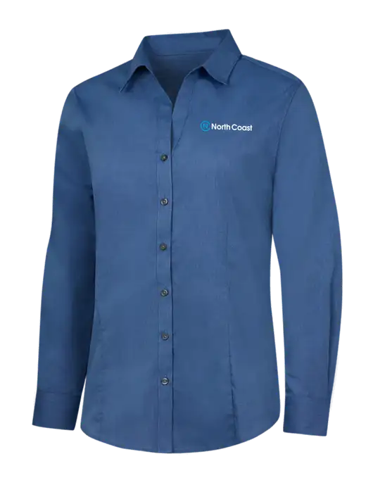 Light Navy Womens Crosshatch Easy Care Shirt w/North Coast Logo