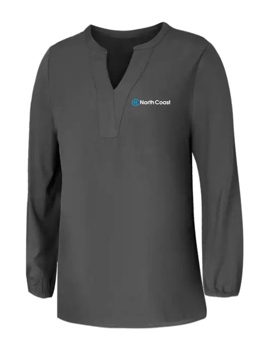 Mercer+Mettle Womens Dark Grey Stretch Crepe 3/4 Sleeve Blouse w/North Coast Logo