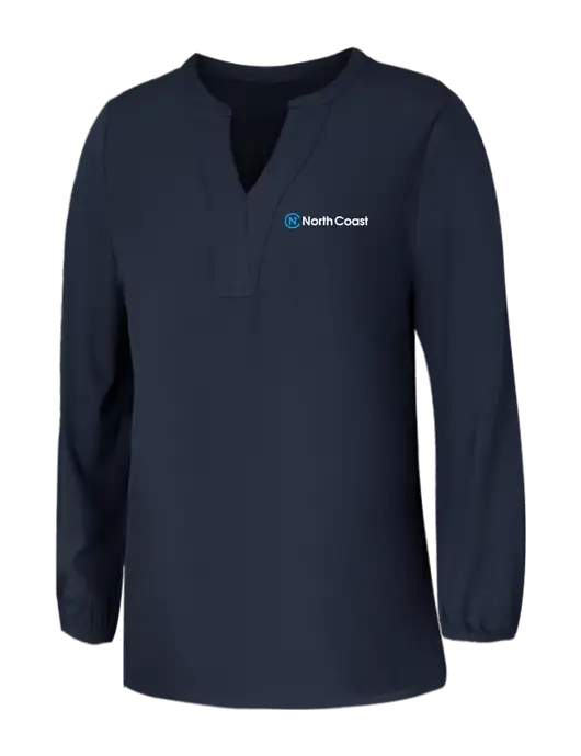Mercer+Mettle Womens Navy Stretch Crepe 3/4 Sleeve Blouse w/North Coast Logo