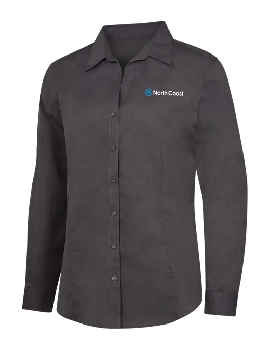 Womens Soft Black Crosshatch Easy Care Shirt w/North Coast Logo