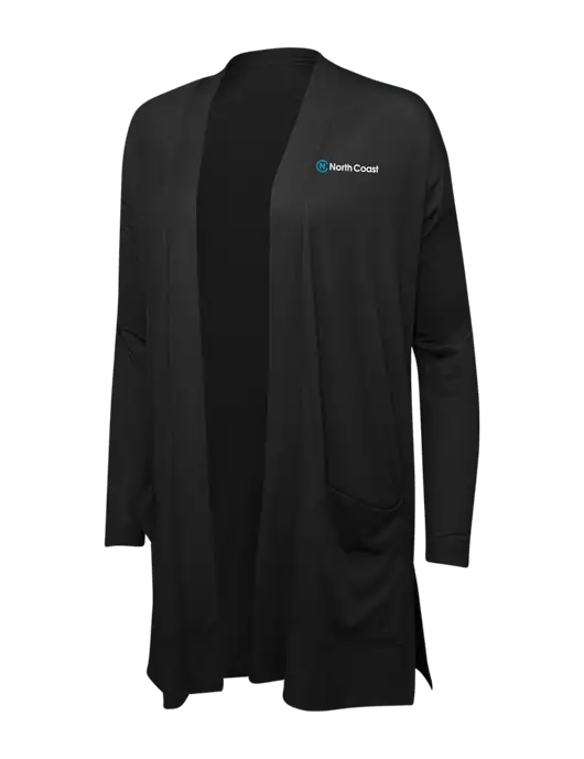 Black Womens Concept Long Pocket Cardigan w/North Coast Logo