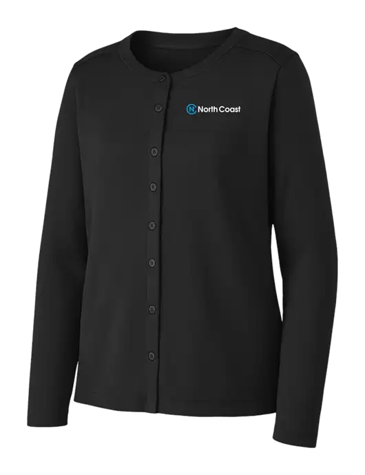 Black Womens Concept Stretch Button-Front Cardigan Sweater w/North Coast Logo