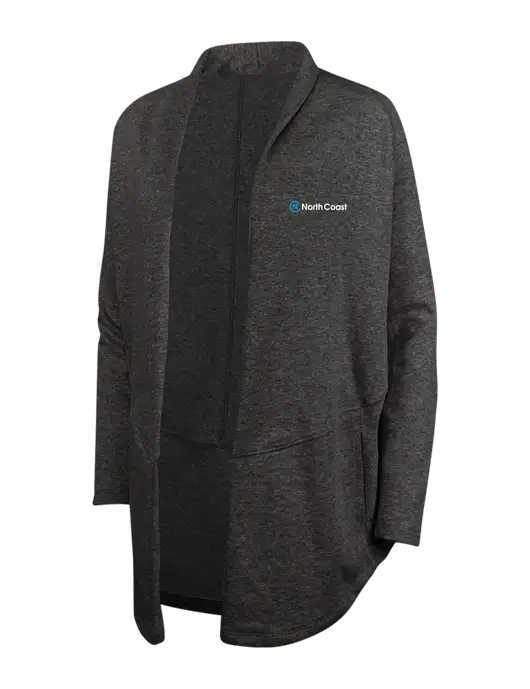 Charcoal Heather/ Medium Heather Grey Womens Interlock Cardigan w/North Coast Logo