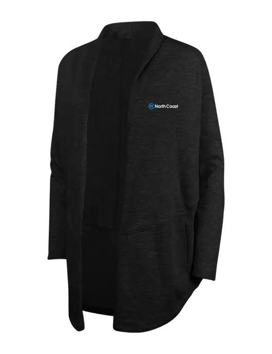 Deep Black/Charcoal Heather Womens Interlock Cardigan w/North Coast Logo