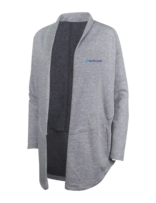 Medium Heather Grey/Char Heather Womens Interlock Cardigan w/North Coast Logo