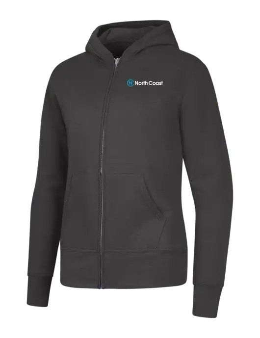 Charcoal Womens Core Fleece Full-Zip Hooded Sweatshirt w/North Coast Logo