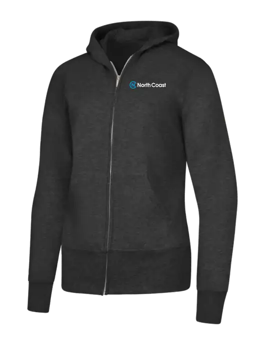 Dark Heather Grey Womens Core Fleece Full-Zip Hooded Sweatshirt w/North Coast Logo
