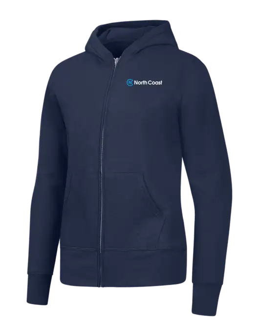 Navy Womens Core Fleece Full-Zip Hooded Sweatshirt w/North Coast Logo