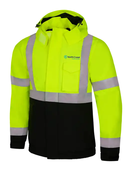 CornerStone Safety Yellow ANSI 107 Class 3 Economy Waterproof Insulated Bomber Jacket w/North Coast Logo