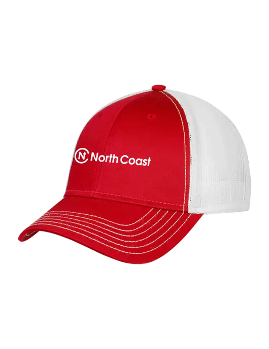 Red/White Mesh Trucker Cap Snap Back w/North Coast Logo