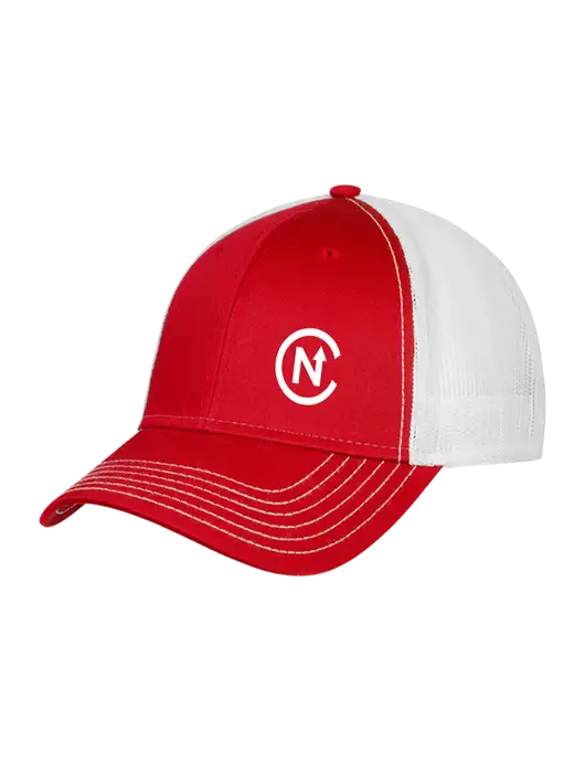Red/White Mesh Trucker Cap Snap Back w/North Coast Icon Logo