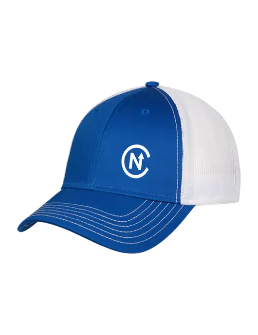 Royal & White Mesh Trucker Cap Snap Back w/North Coast Icon Logo