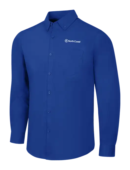 Dark Royal Long Sleeve Carefree Poplin Shirt w/North Coast Logo