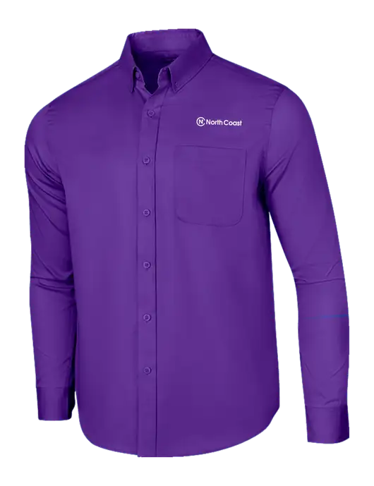 Long Sleeve Purple Superpro React Twill Shirt w/North Coast Logo