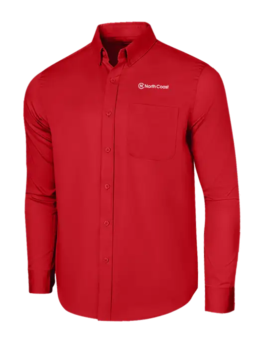 Long Sleeve Red Superpro React Twill Shirt w/North Coast Logo