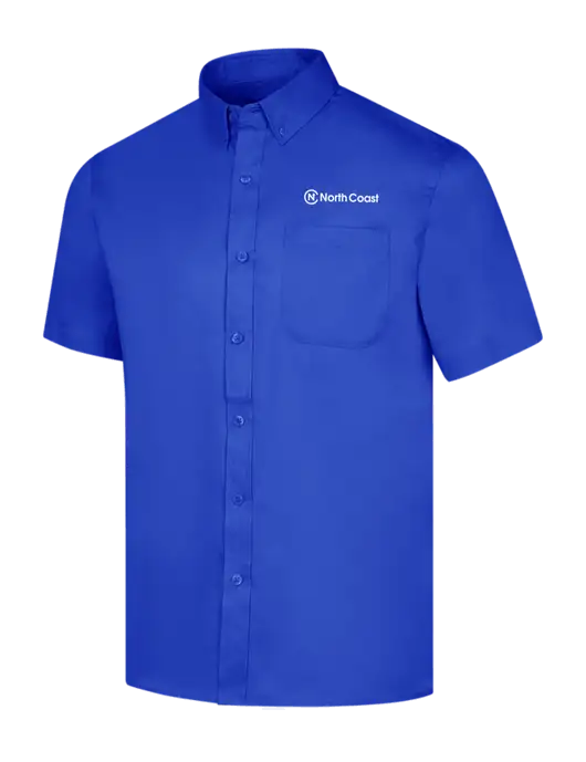 Short Sleeve Dark Royal Superpro React Twill Shirt w/North Coast Logo