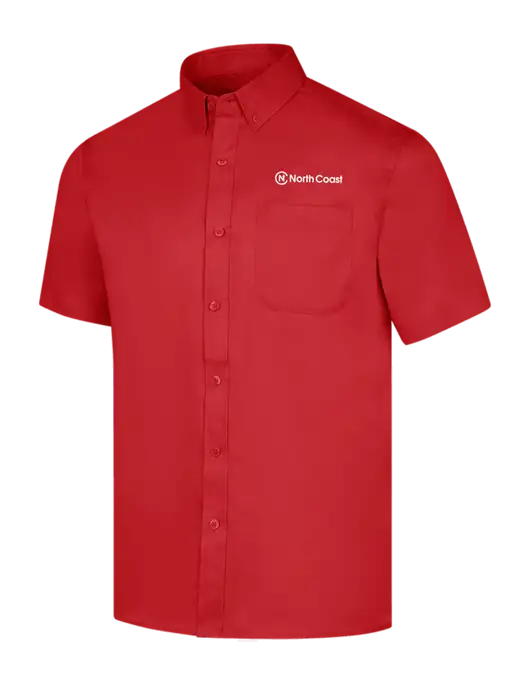 Short Sleeve Red Superpro React Twill Shirt w/North Coast Logo