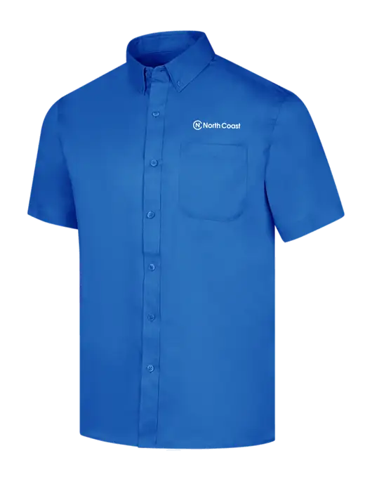 Short Sleeve Royal Blue Superpro React Twill Shirt w/North Coast Logo