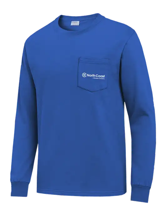 Royal Blue Long Sleeve Heavyweight 6.1 oz Pocket T-Shirt w/North Coast Logo