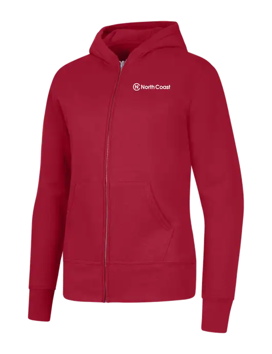 Red Womens Core Fleece Full-Zip Hooded Sweatshirt w/North Coast Logo