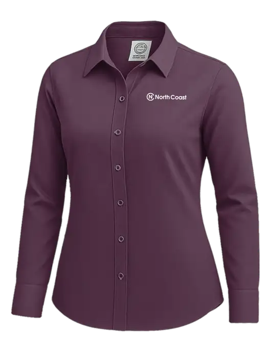 Brooks Brothers Womens Eggplant Wrinkle-Free Stretch Nailhead Shirt w/North Coast Logo