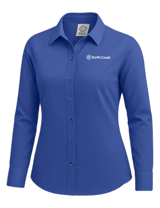 Brooks Brothers Womens Royal Blue Wrinkle-Free Stretch Nailhead Shirt w/North Coast Logo