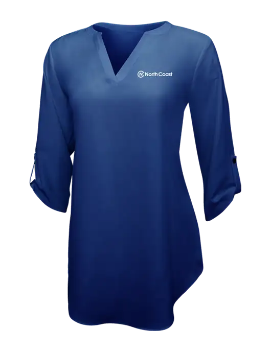 Dark Royal Womens 3/4 Sleeve Tunic Blouse w/North Coast Logo