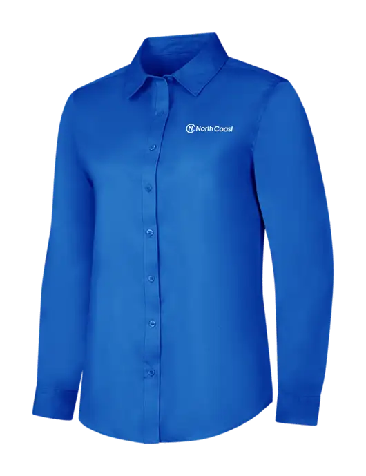 Womens Long Sleeve Royal Blue Superpro React Twill Shirt w/North Coast Logo