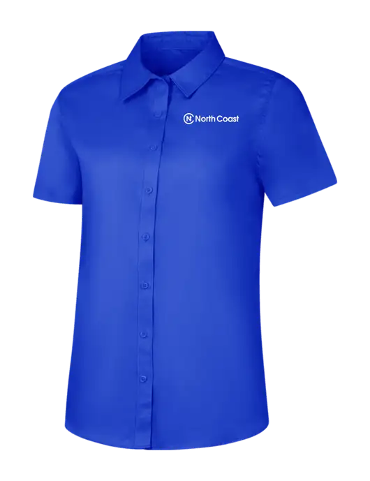 Womens Short Sleeve Dark Royal Superpro React Twill Shirt w/North Coast Logo