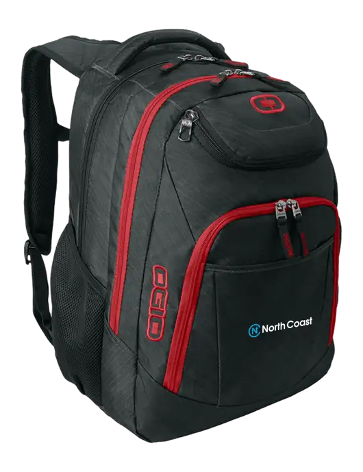 OGIO Dark Grey/Red Excelsior Laptop Backpack w/North Coast Logo