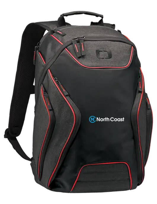 OGIO Red/Heather Grey Hatch Laptop Backpack
 w/North Coast Logo